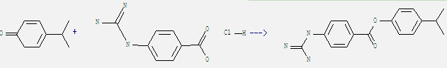 N-(4-Carboxyphenyl) guanidine hydrochloride can react with 4-isopropyl-phenol to get 4-guanidino-benzoic acid 4-isopropyl-phenyl ester